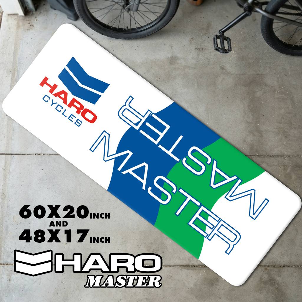 Vintage Haro Master White BMX Runner Rug | Retro 80s Freestyle Floor Mat