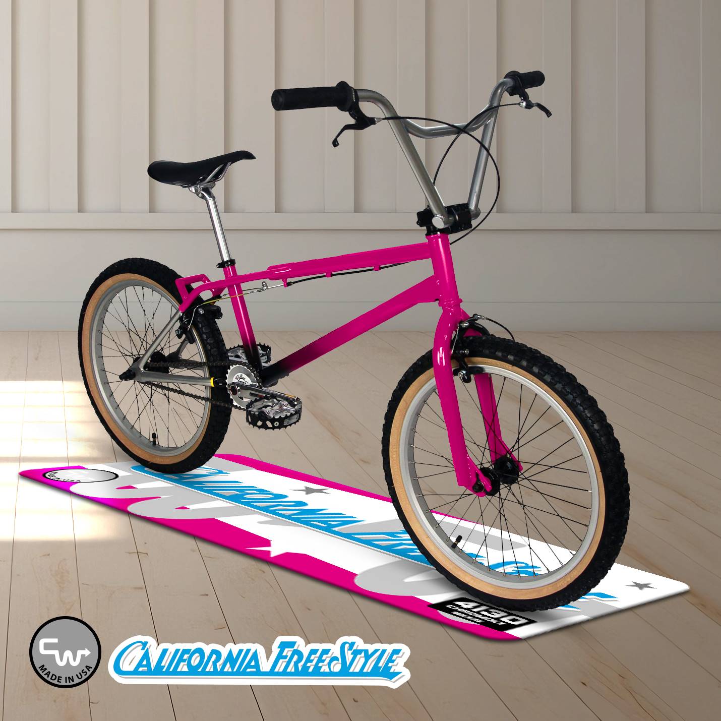 Vintage CW California Free Style BMX Rug | Retro 80s Freestyle Floor Mat - Image 3