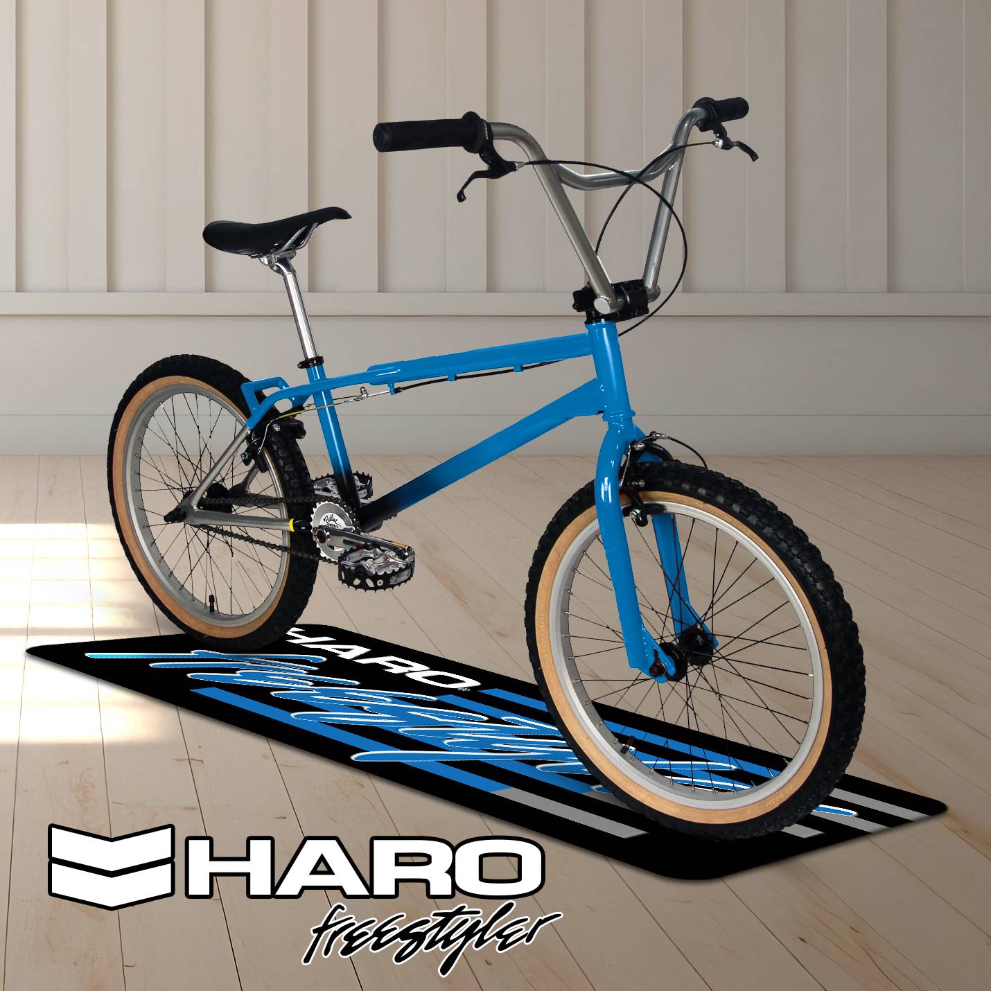 Vintage Haro Freestyler Cyan Runner Rug | Retro 80s Freestyle Floor Mat - Image 3