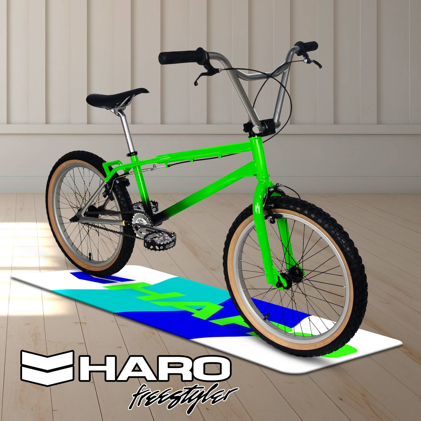 Vintage Haro Neon Logo Wave Runner Rug | Retro 80s Freestyle Floor Mat - Image 3